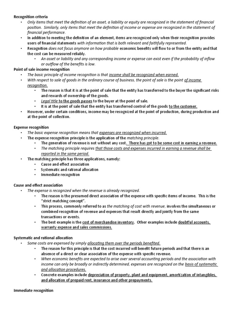 Recognition Criteria PDF Historical Cost Fair Value