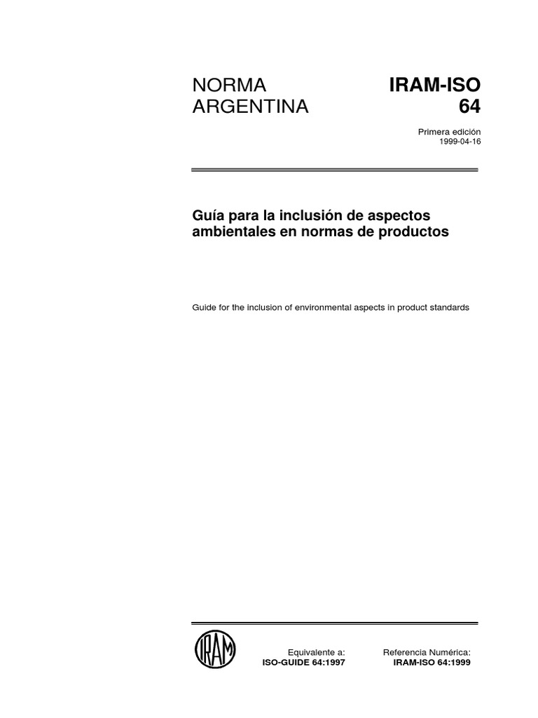Iram Iso 64 | PDF | Evaluación del ciclo de vida | Energía renovable