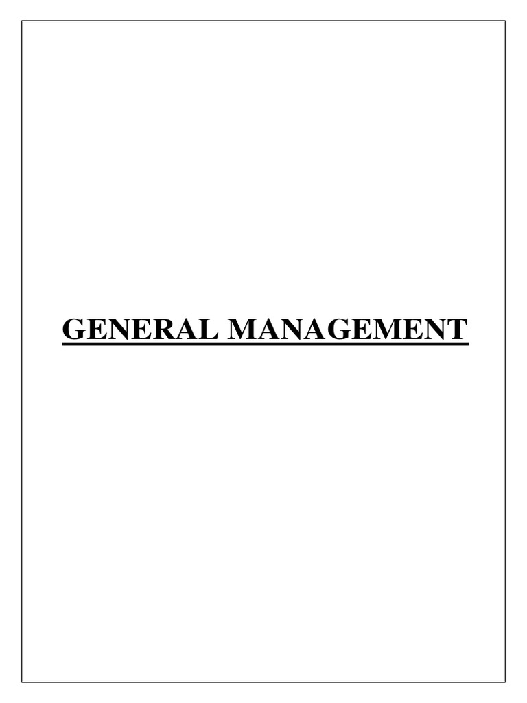 General Management | PDF | System | Human Resources