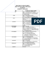 Air Force School, Bhuj SPLIT UP SYLLABUS (2020-2021) Class-Iv Subject-English Months Name of The Topic