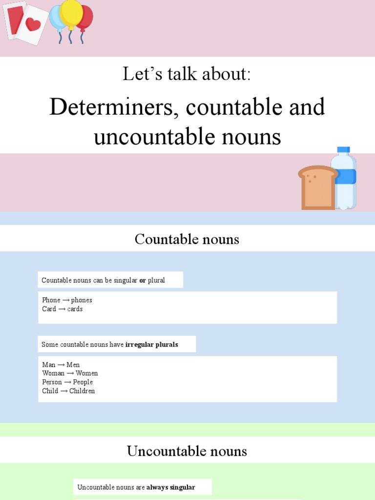 Determiners for Countable and Uncountable Nouns | PDF | Noun | Plural