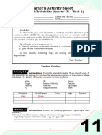 Learner's Activity Sheet: Statistics & Probability (Quarter III - Week 1)