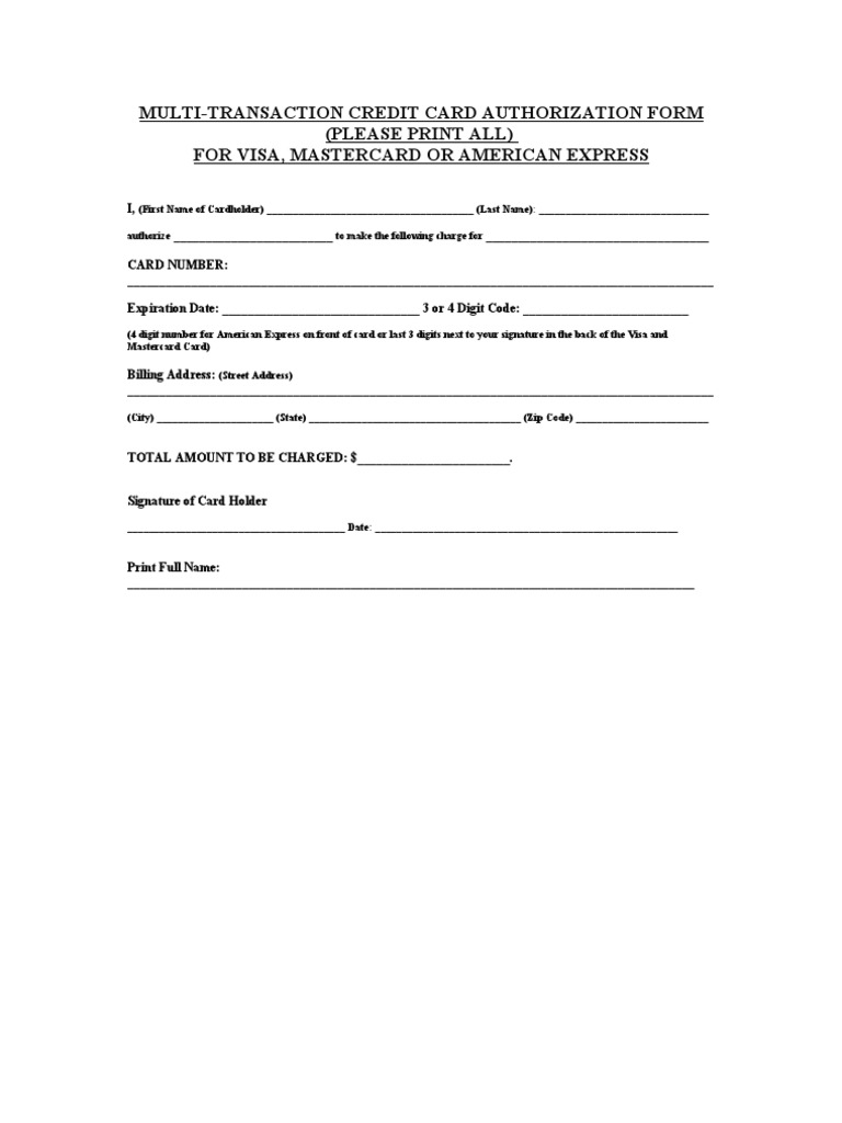 Multi-Transaction Credit Card Form | PDF