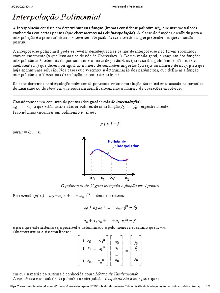 Interpolação Polinomial | PDF | Interpolação | Função (Matemática)
