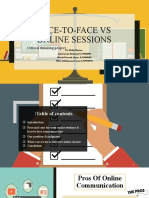 Face-To-Face Vs Online Sessions: Critical Thinking Project