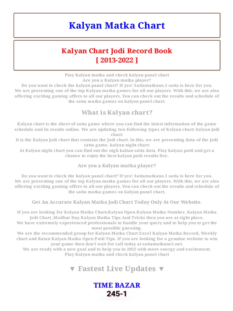 Kalyan Record Chart Book Pdf 