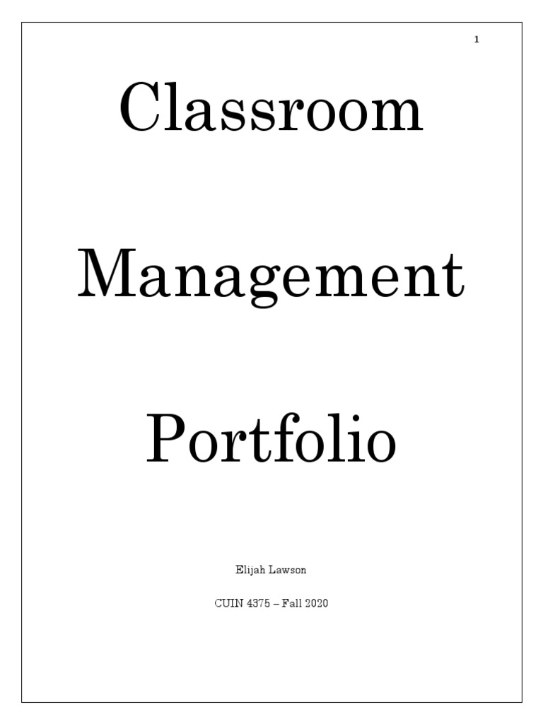 Classroom Management Strategies Portfolio | PDF | Classroom | Teachers
