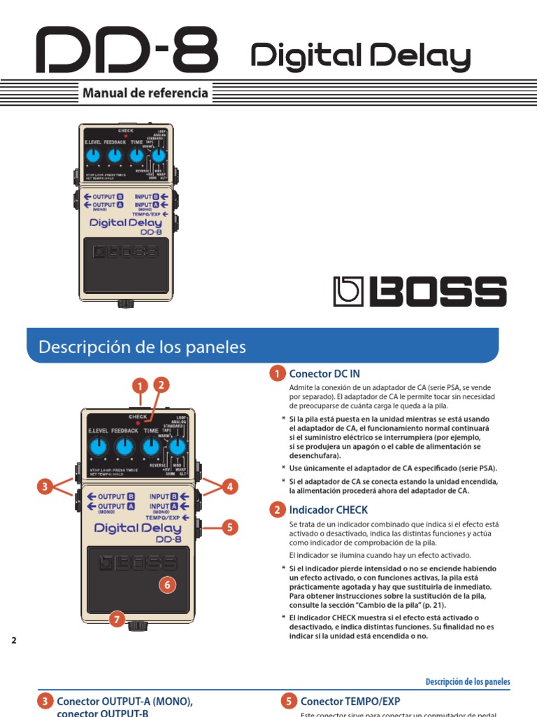 Boss DD8 Manual Extendido PDF Tempo Conmutador de red