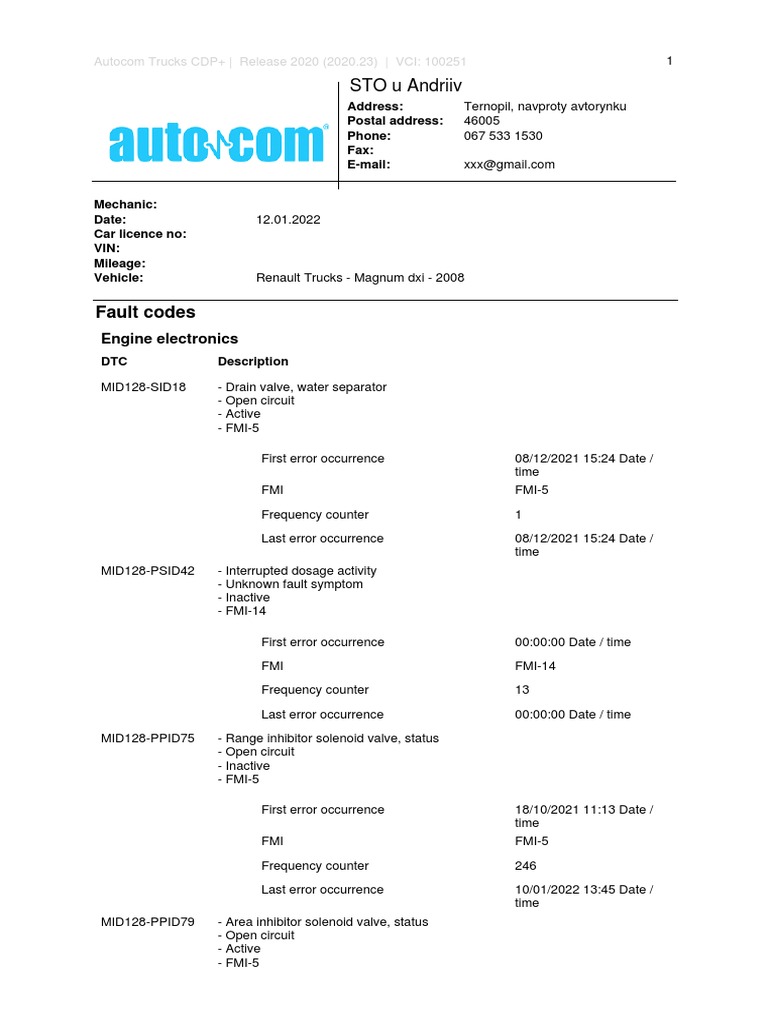 MID136 Brake System Fault Codes | PDF | Anti Lock Braking System ...