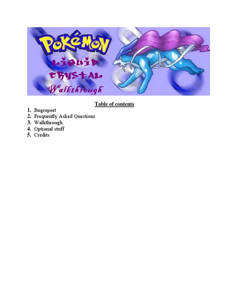 Liquid Crystal Walk Through | PDF | Pokémon | Nintendo Franchises