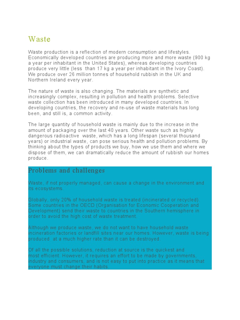 Waste: Problems and Challenges | PDF | Waste | Municipal Solid Waste