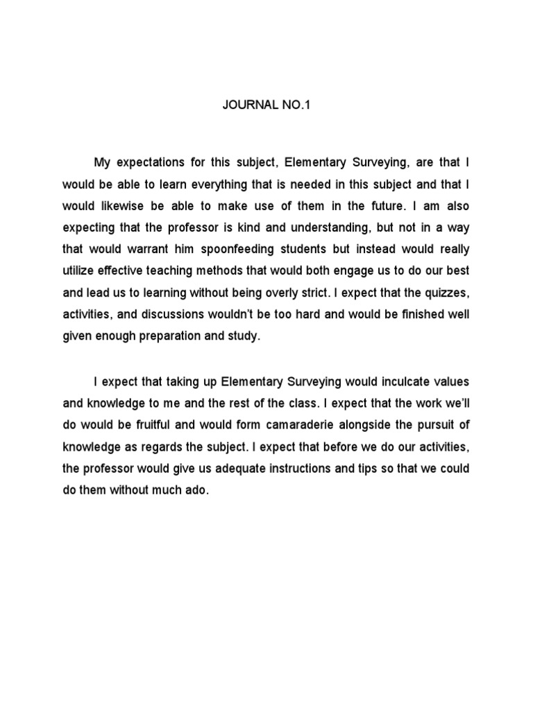 My Expectations for This Subject