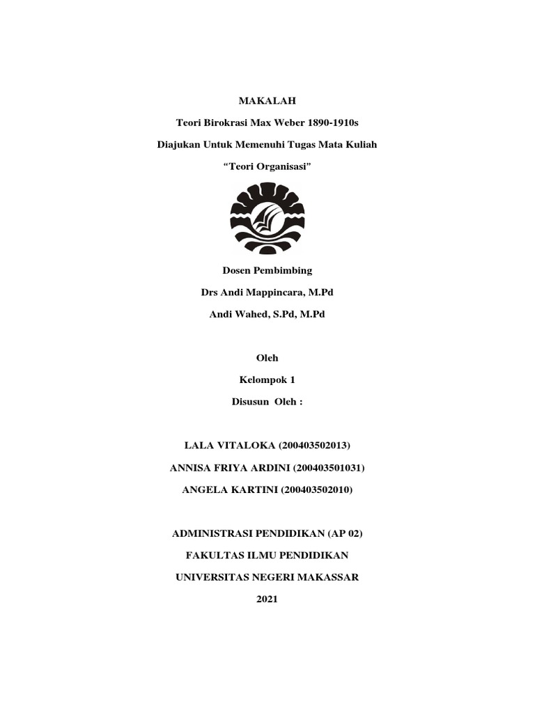 TEORI BIROKRASI MAX WEBER 1890-1910s | PDF
