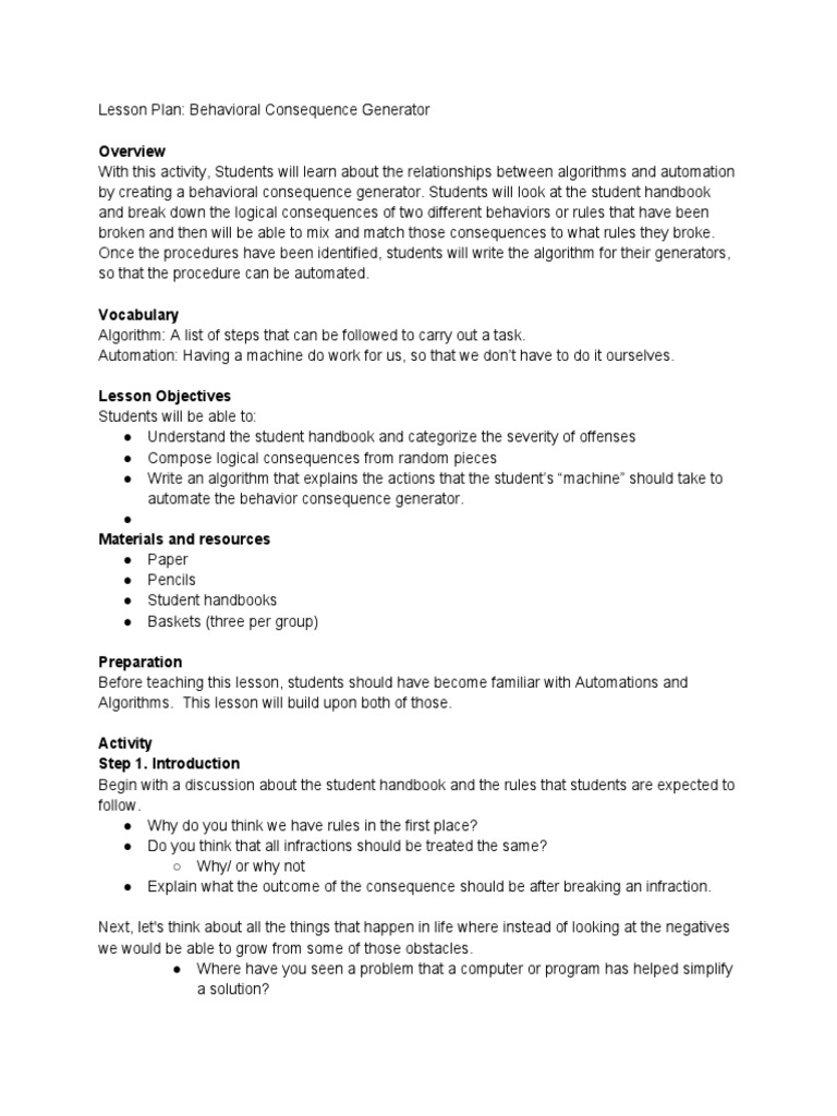 Computational Thinking Lesson Plan | PDF | Algorithms | Automation