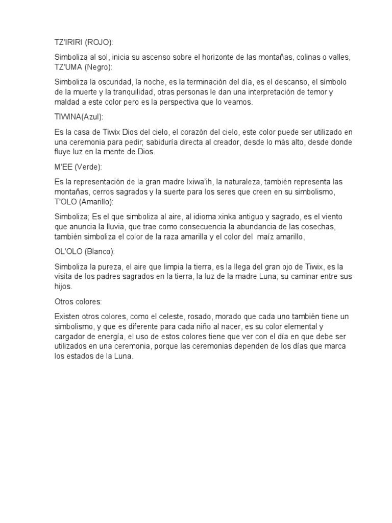 Colores y simbolismo en Xinca | PDF | Religión y espiritualidad
