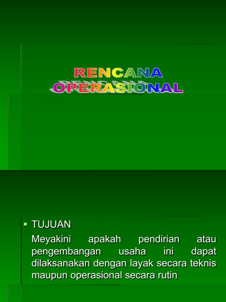 Rencana Operasional | PDF | Teknologi & Rekayasa