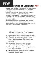 Characteristics of A Computer