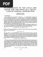 Mean Multi-Variate Normal Distribution: Inadmissibility of The Usual Esti - Mator For The OF