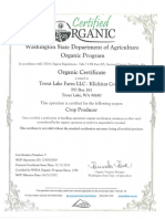 Washington State Department of Agriculture Trout Lake Farm Procesor Certificate Crop Producer