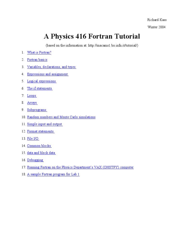 Fortran Tutorial Array Data Structure Subroutine