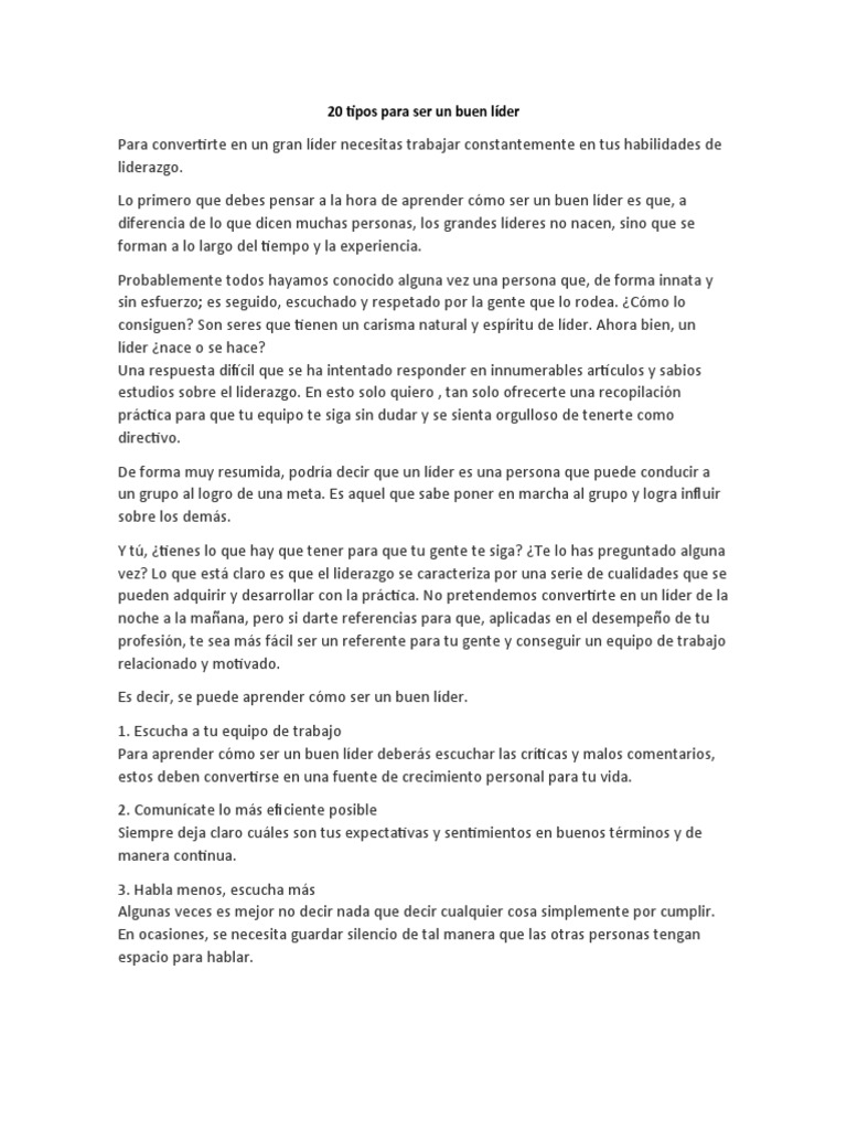 20 Claves para Ser un Gran Líder | PDF | Las emociones | Liderazgo