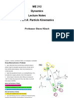 ME 212 Dynamics Lecture Notes: Part A: Particle Kinematics