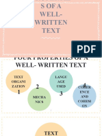 Four Properties of Well-Written Text