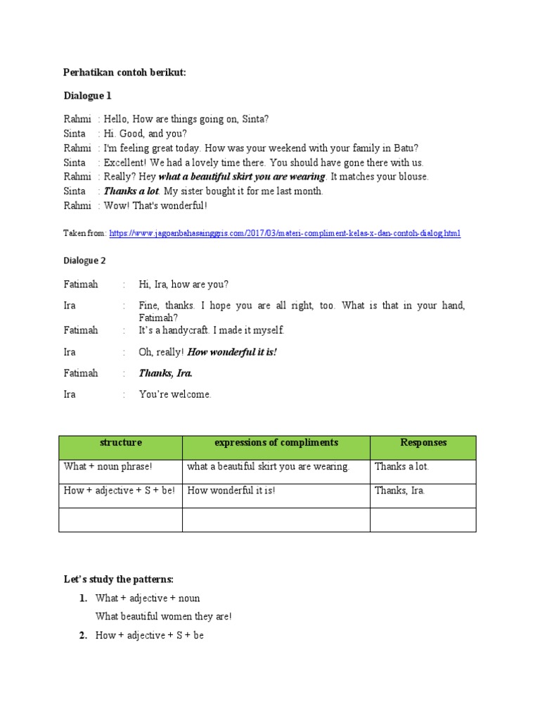 Perhatikan Contoh Berikut: Dialogue 1 | PDF | Adjective | Noun