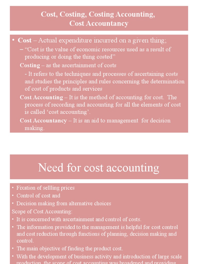 Cost, Costing, Costing Accounting, Cost Accountancy Cost Actual