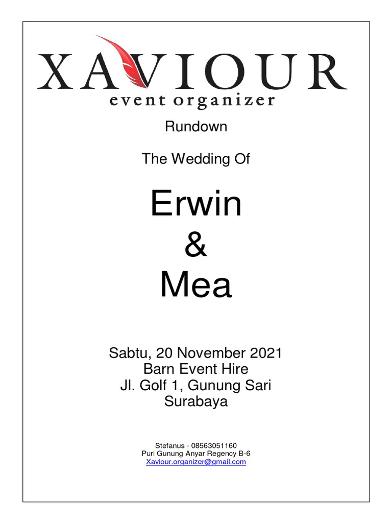 Rundown Wedding Update | PDF | Wedding | Marriage, Unions And Partnerships