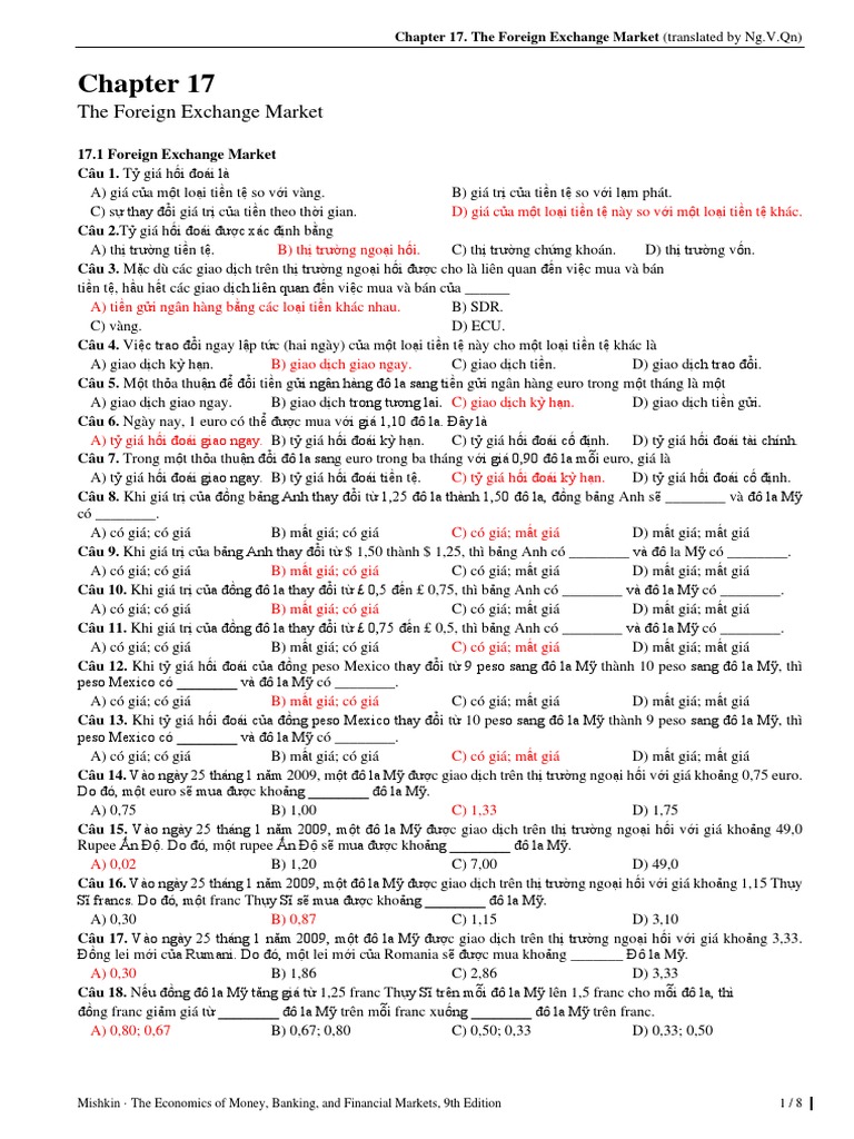 Chapter 17 The Foreign Exchange Market Pdf