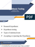 Hypothesis Testing: - DR Najib H.S. Farhan Universal Business School