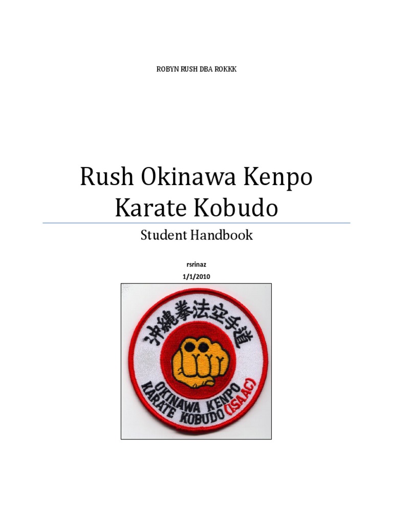 Rush Okinawa Kenpo Karate Kobudo: Student Handbook | PDF | Karate ...