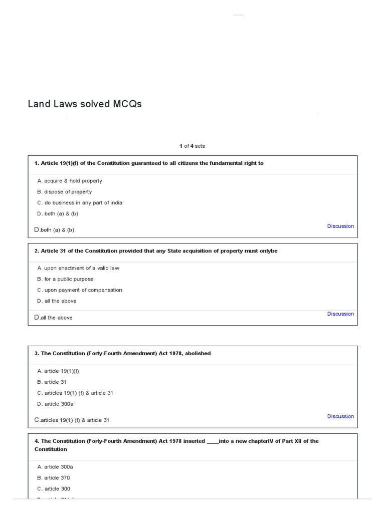 Land Laws Solved MCQS Top Real Estate Agents in Ca PDF Government