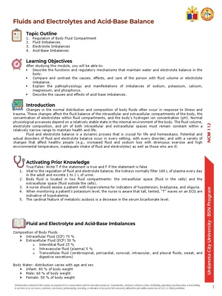 Fluid and Electrolyte Balance Guide | PDF | Electrolyte | Chemistry