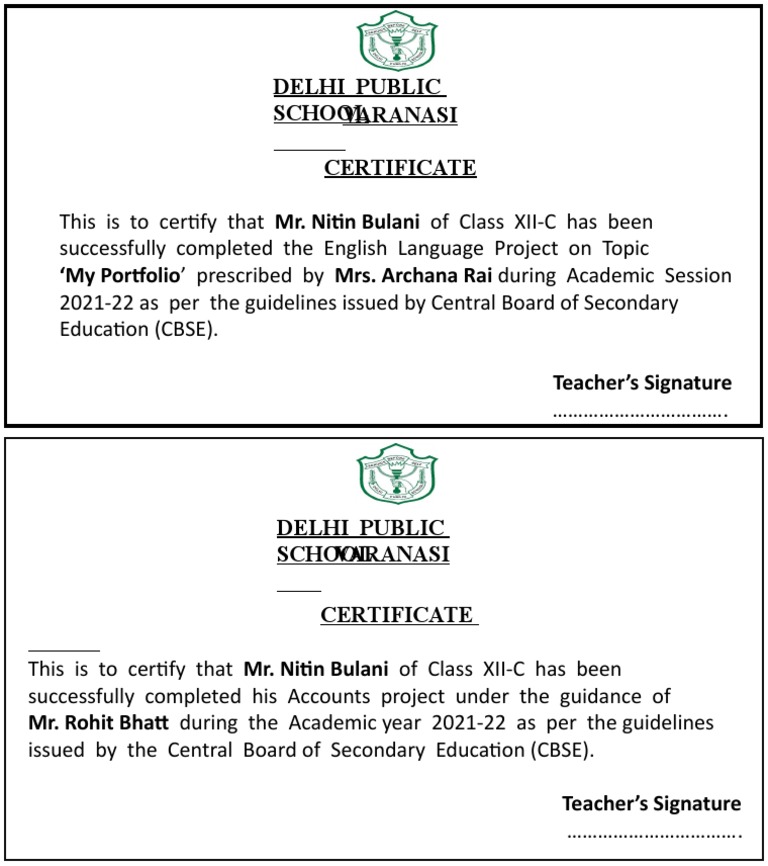 English Project Completion Certificate | PDF
