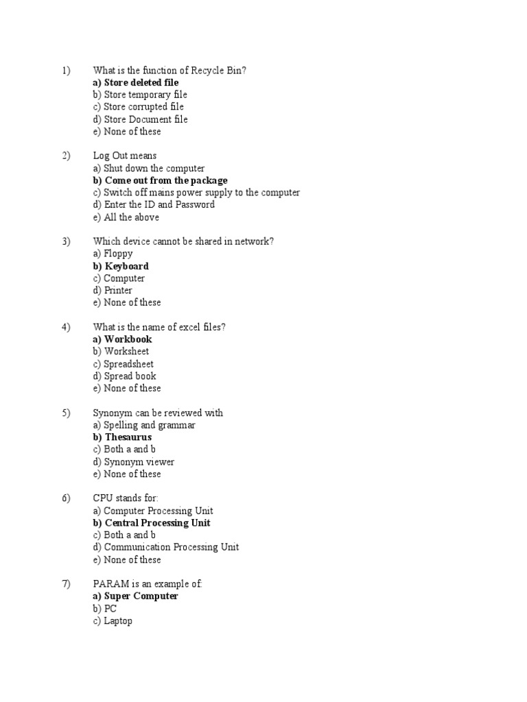 Computer Basics Quiz | PDF | Graphical User Interfaces | Microsoft Excel