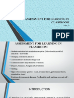 Assessment For Learning in Classroom: Unit - Ii