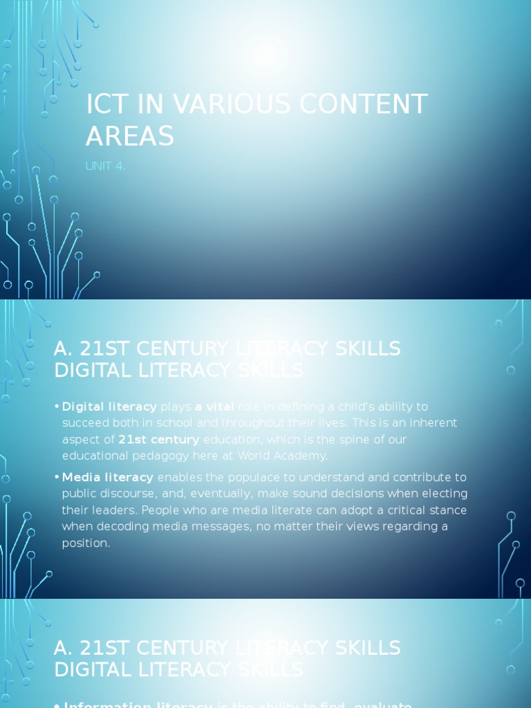 ICT 21ST CENTURY LITERACY DIGITAL SKILLS | PDF | Instructional Design ...