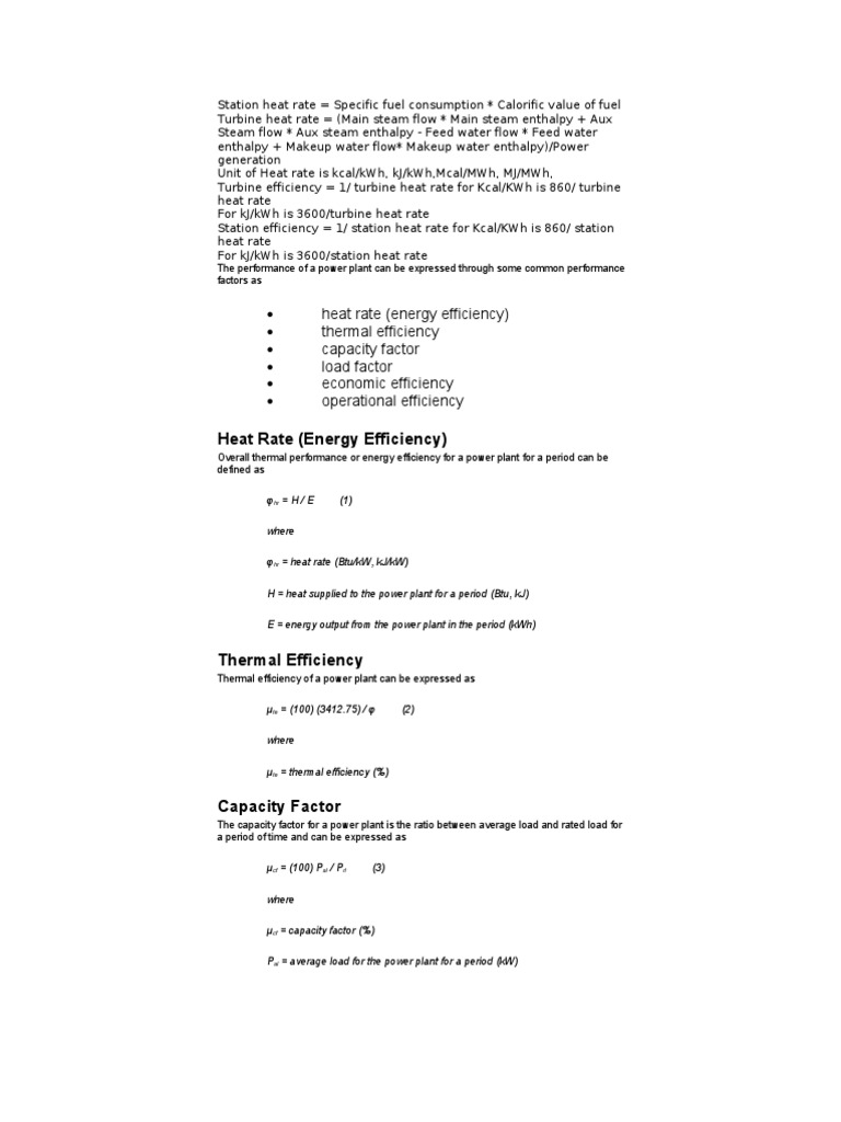 Power Plant Heat Rate Explained | PDF | Kilowatt Hour | Power Station