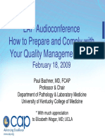 LAP Audioconference How To Prepare and Comply With Your Quality Management Plan