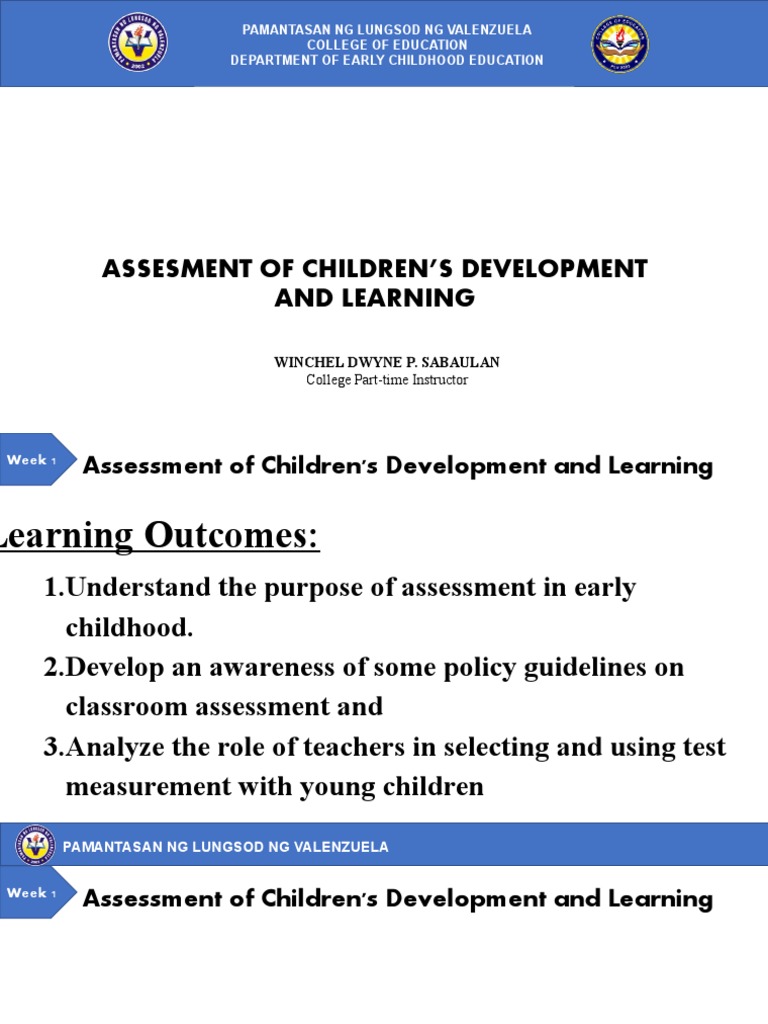 Week1 - Assessment of Children's Development and Learning | PDF ...