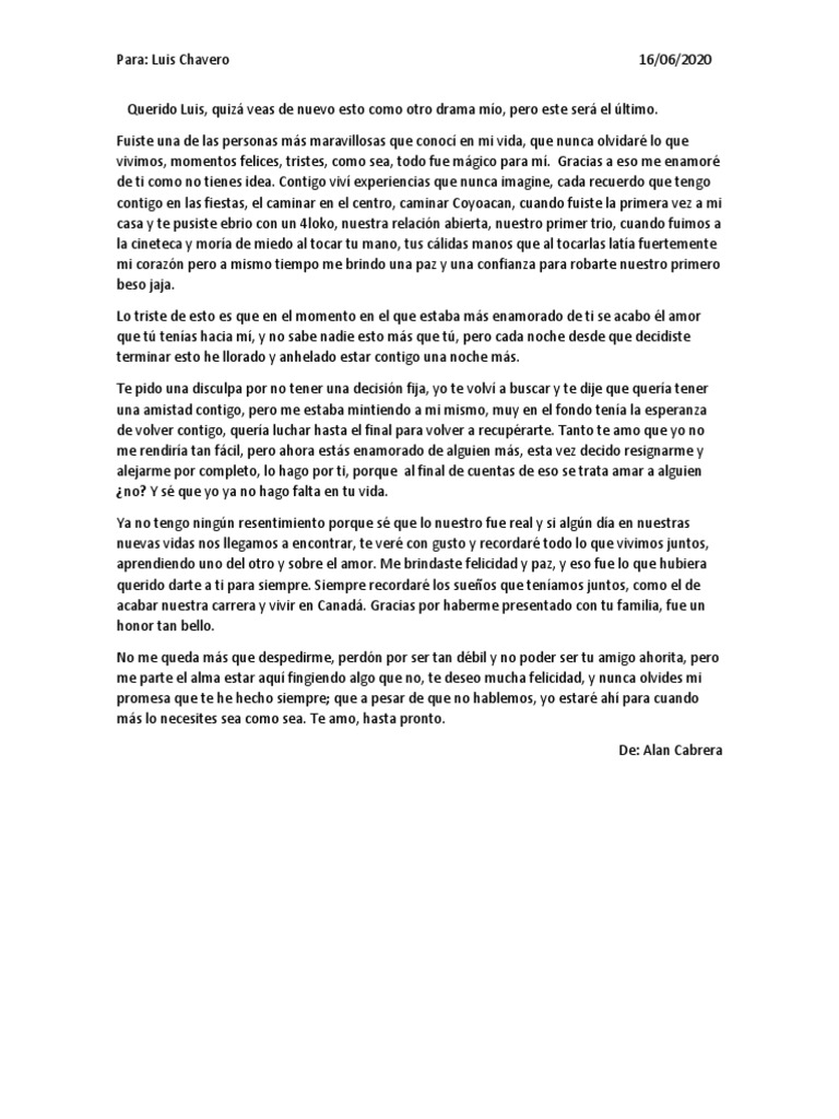 Carta de despedida a un gran amor | PDF | Amor