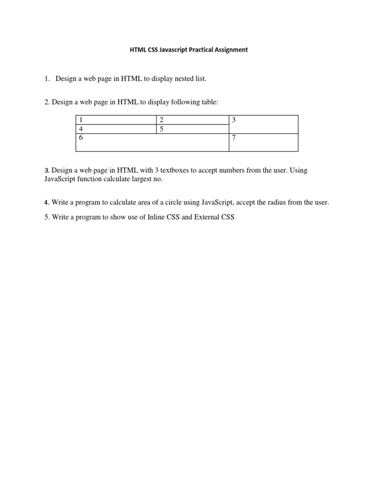 HTML Javascript Practical Assignment | PDF
