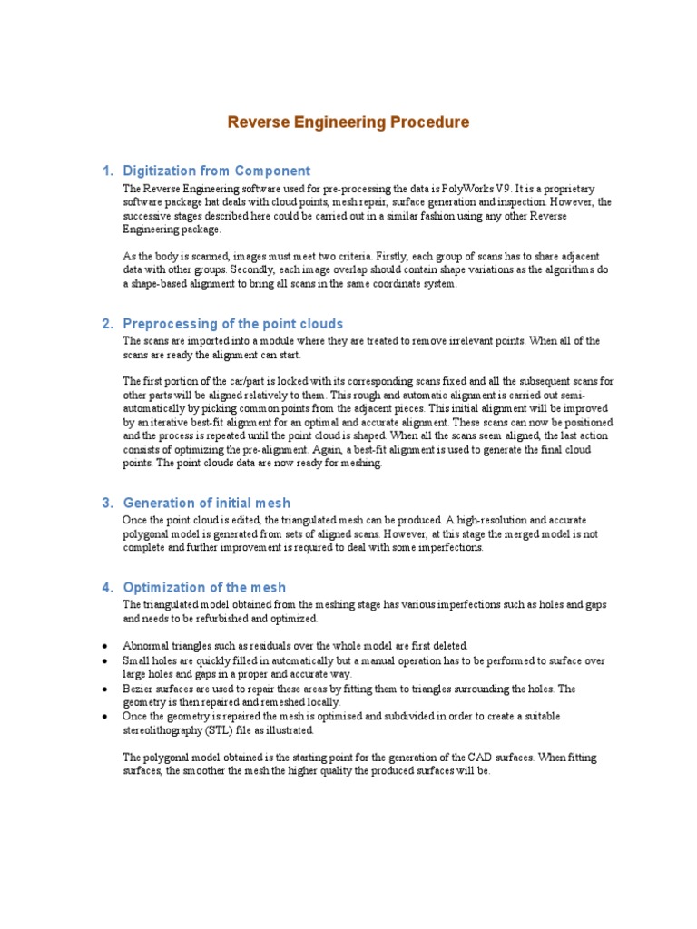 Reverse Engineering Procedure by Ravindra | PDF | Computer Aided Design ...