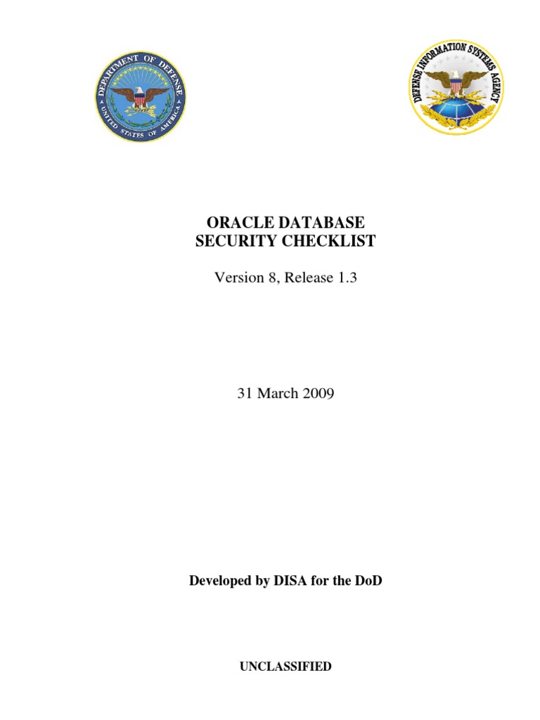 Oracle Database Security Checklist V8 R1 3 Oracle Database Databases