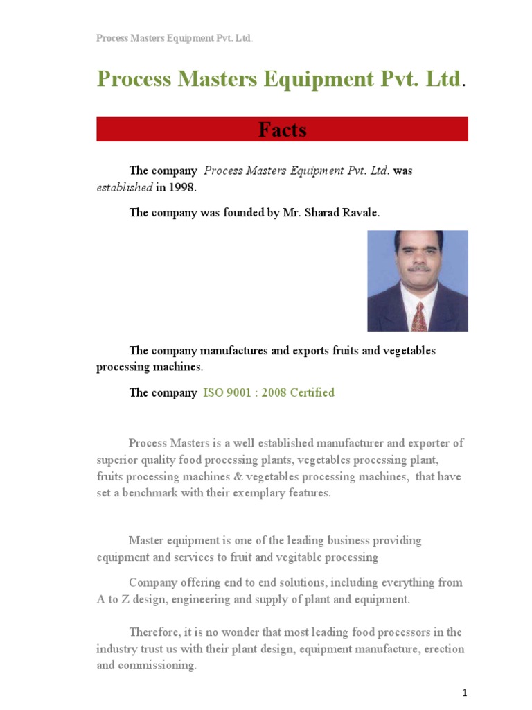 Case Study For Process Masters Equipment | PDF | Automation | Sales