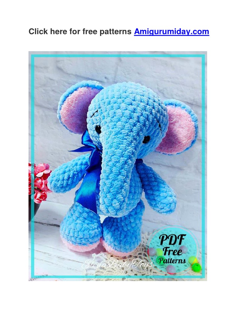 Plush Velvet Elephant Amigurumi Free PDF Crochet Pattern | PDF ...