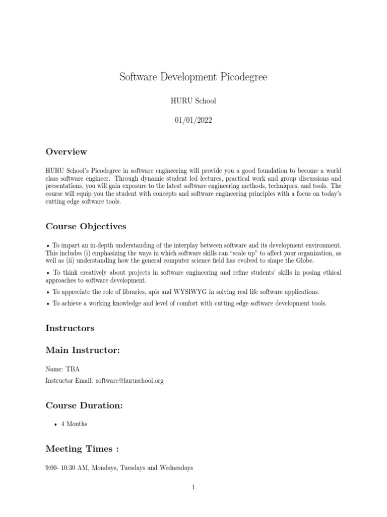 MIT SOFTWARE ENGINEERING COURSE OUTLINE intelligence overview