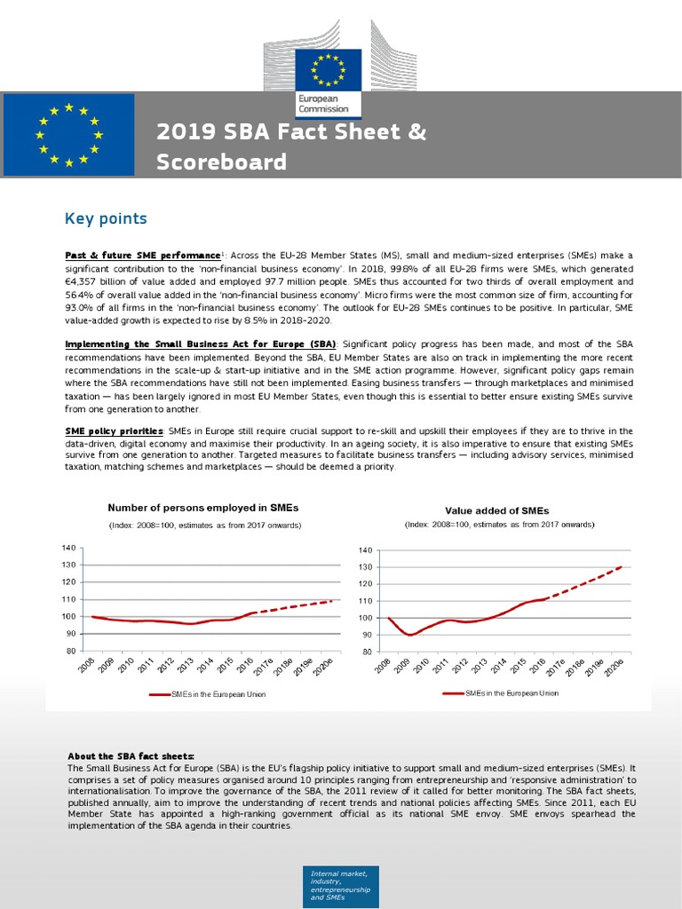 EU28 SBA Fact Sheet 2019 PDF Small And Medium Sized Enterprises